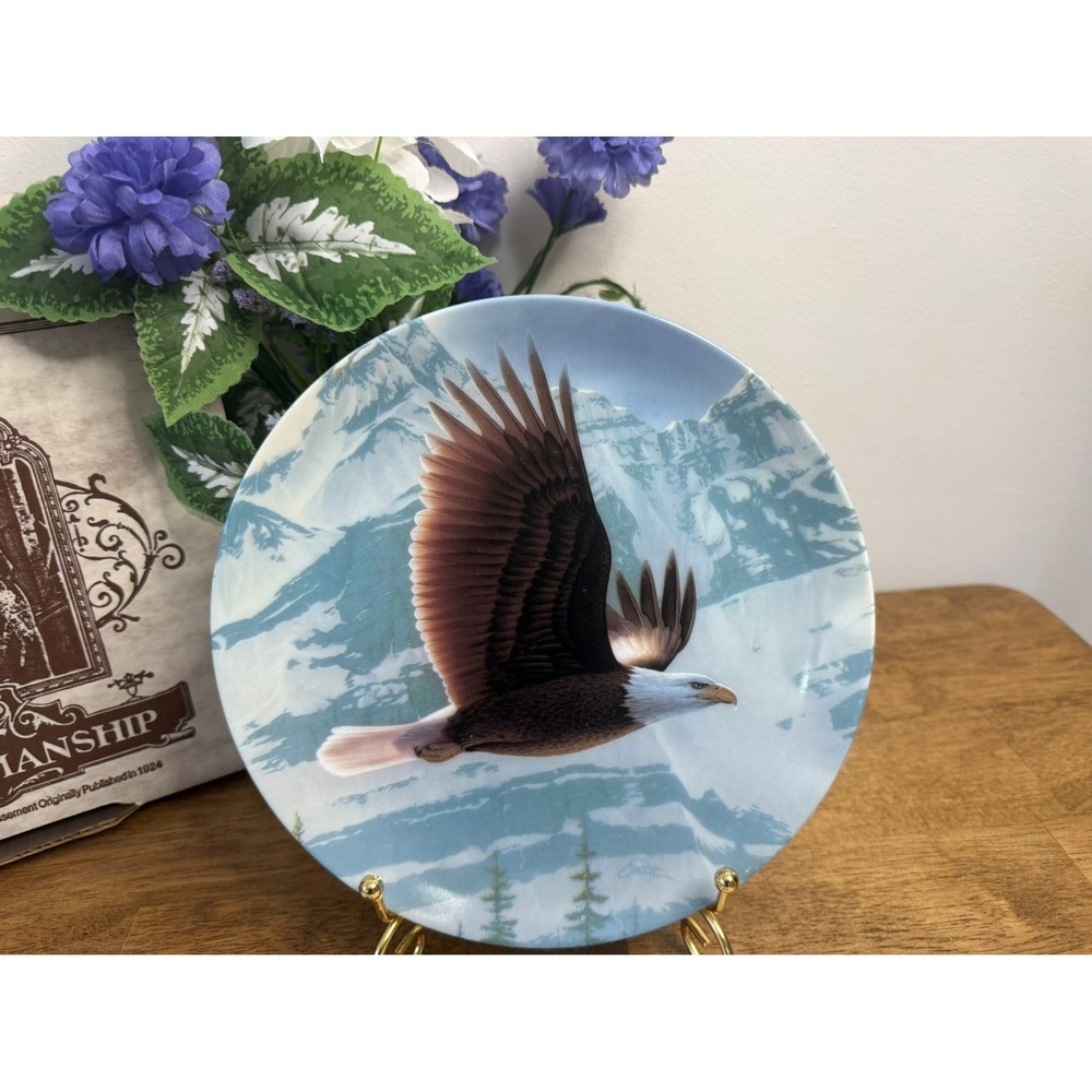 Vintage Knowles Bald‎ Eagle Collector Plate Box COA Daniel Smith 1988 Majestic